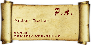 Petter Aszter névjegykártya